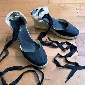 Black Soludos Espadrille Wedge